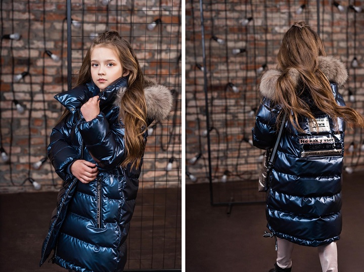 Пальто для девочки З-871 синее